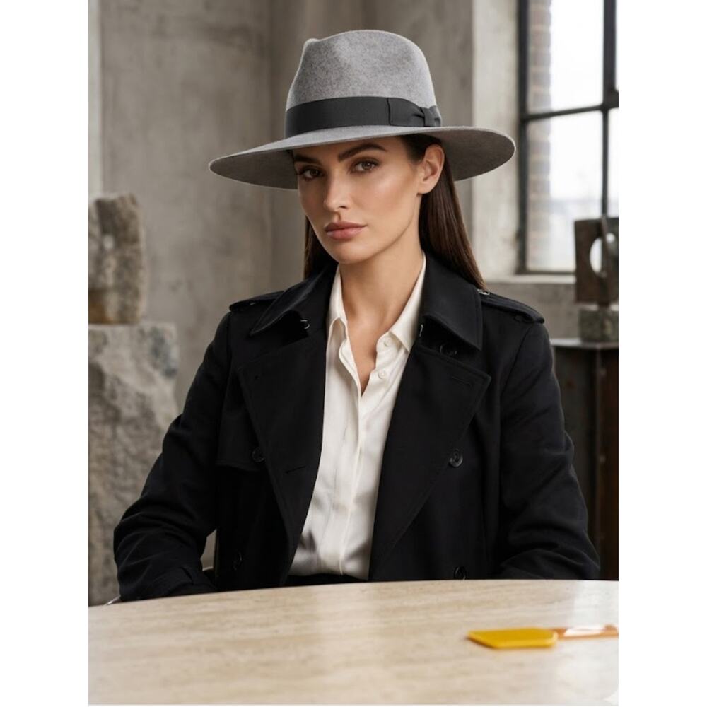 Patina The Lark Wool Fedora Western Hat Handcrafted Wide Brim Gray NWT Size M